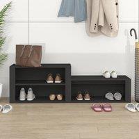 Berkfield Home Shoe Cabinet Black 150x35x45 cm Engineered Wood | Size: 150 x 35 x 45 cm