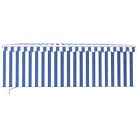 Berkfield Home Manual Retractable Awning with Blind 4.5x3m Blue&White in Blue
