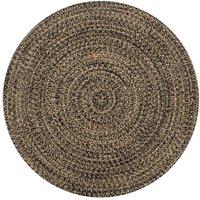 Berkfield Home Handmade Rug Jute Black & Natural 150 cm | Size: 100 cm diameter