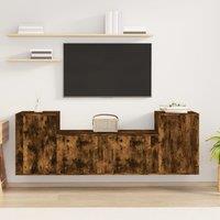 Berkfield Home 3 Piece TV Cabinet Set Smoked Oak Engineered Wood in Brown