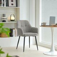 SONARA Modern Single Dining Chair with Plush Chenille Fabric in Grey