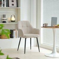SONARA Modern Single Dining Chair with Plush Chenille Fabric in Beige