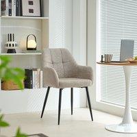 SONARA Modern Single Dining Chair with Plush Chenille Fabric in Light Brown