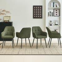 SONARA Ergonomic Set of 4 Dining Chairs with Plush Chenille Fabric in Green