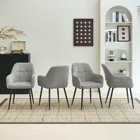 SONARA Ergonomic Set of 4 Dining Chairs with Plush Chenille Fabric in Grey
