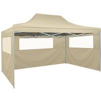Berkfield Home Foldable Tent with 3 Walls 3x4.5 m Cream in Beige