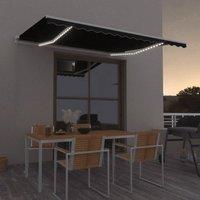 Berkfield Home Manual Retractable Awning with LED 450x350 cm Anthracite in Black
