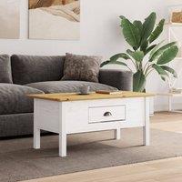 Berkfield Home Coffee Table BODO White & Brown 100x55x45 cm Solid Wood Pine | Size: 100 x 55 x 45 cm
