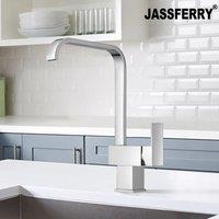 JASSFERRY Italian Kitchen Mixer Tap Monobloc Brass Cuboid in Silver