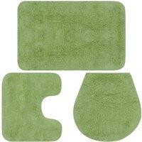 Berkfield Home Bathroom Mat Set 3 Pieces Fabric Green