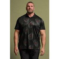 BadRhino Men's Skull Print Polo Shirt in Black | Size: Medium