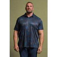 BadRhino Men's Floral Print Polo Shirt in Blue | Size: 1XL