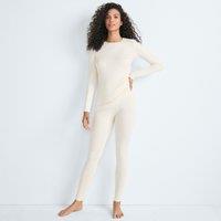 Lands' End Women's Cosy Thermaskin Crew Neck Thermal Top in Ivory | Size: 16-18