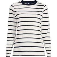 Lands' End Women's Long Sleeve Supima Cotton Crew Neck Top in Ivory | Size: 8