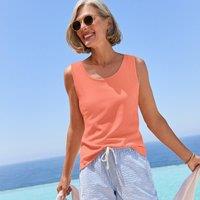 Lands' End Women's Petite Cotton Vest Top in Red | Size: 8