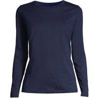 Lands' End Women's Petite Supima Long Sleeve Crew Neck T-shirt in Dark Navy | Size: 10-12