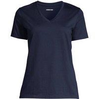 Lands' End Women's Petite Supima Short Sleeve V-neck T-shirt in Dark Navy | Size: 8