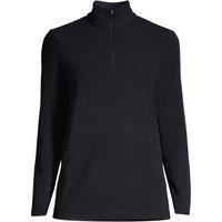 Lands' End Women's Petite Anyweather Quarter Zip Fleece Top in Black | Size: 16-18