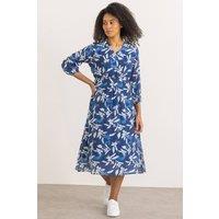 Klass. Women's Botanical Print V Neck Dress in Navy | Size: 18