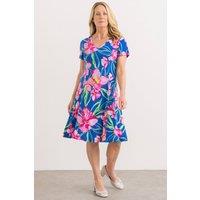 Anna Rose Women's Bold Floral Textured Dress in Blue | Size: 18