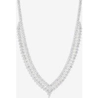 Jon Richard Women's Silver Plated Pearl & Crystal V Necklace