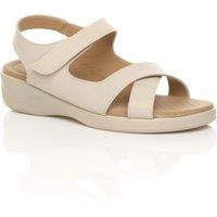 AJVANI Women's Low Wedge Heel Strappy Comfort Faux Leather Sandals in Beige | Size: 7