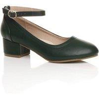 AJVANI Women's Low Heel Ankle Strap Court Shoes in Green | Size: 3