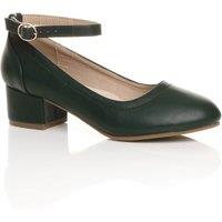 AJVANI Women's Low Heel Ankle Strap Court Shoes in Green | Size: 4