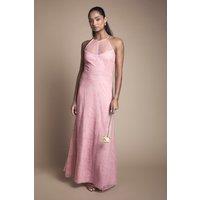 Oasis Women's Delicate Lace Apron Neck Maxi Bridesmaid Dress in Blush | Size: 8