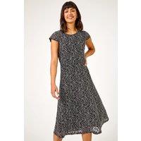 Roman Women's Glitter Stretch Lace Midi Dress in Black | Size: 10