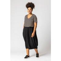 Roman Women's Curve Stripe Contrast Print Jersey Dress in Beige | Size: 30-32