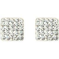 Jewelco London Women's 9ct Gold Crystal Disco Square Stud Earrings