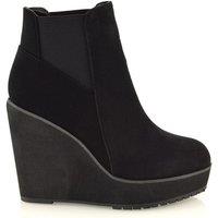 XY London Women's 'Roweena' High Wedge Heel Platform Ankle Boots in Jet Black | Size: 5