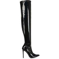 XY London Women's 'Piper' Over The Knee Thigh High Heeled Boots With Zip in True Black | Size: 5