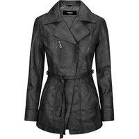 TruClothing Women's Mid Length Retro Leather Jacket in Black | Size: Small