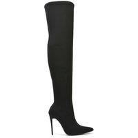 XY London Women's 'Piper' Over The Knee Thigh High Heeled Boots With Zip in Black | Size: 6