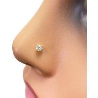 Raina Jewels Women's 22ct Yellow Gold Six Claw Prong Cubic Zirconia Nose Stud/Pin 3mm