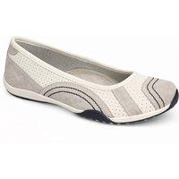 Down To Earth Women's Perforated Action Leather Ballet Pump with Contrast Sole in White | Size: 3