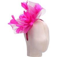 PEACH ACCESSORIES Women's Royal Ascot Feather Fascinator Hat with Bow Detail in Fuchsia