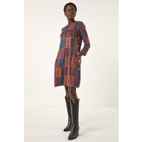 Roman Women's Patchwork Button Swing Dress in Red | Size: 16