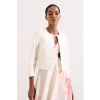 Phase Eight Women's Cropped Round Neck Jacket in Off-White | Size: 8
