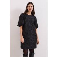Phase Eight Women's Jacquard Round Neck Mini Dress in Black | Size: 14