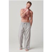 British Boxers Men's 'Armoury Grey' Herringbone Cotton Twill Pyjama Trousers in Light Grey | Size: Large