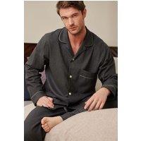 British Boxers Men's "Slate" Cotton Twill Pyjama Set in Dark Grey | Size: Large