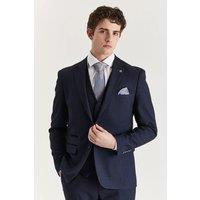 Paul Andrew Men's Regent 3 Piece Suit Prince Of Wales Check Tailored Fit Formal Dress in Navy | Size: 44R