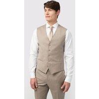 Alexandre Silver Label Men's Tailored Fit Stone Super 110" s Twill Waistcoat in Nude | Size: 44R