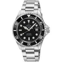 GV2 Men's Liguria 316 Stainless Steel Case, Black Dial, Stainlesss Steel Bracelet Watch in Silver