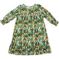 Fox In A Box Girl's Lazy Leopard Three Quarter Sleeved Cotton Nightie in White | Size: 5-6 Years