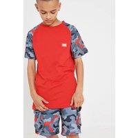 Beat Boyz Club Boy's 'Rebound' Camo Sleeve T-shirt in Red | Size: 13-14 Years