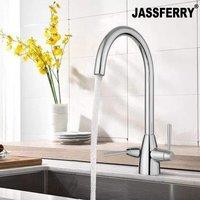 JASSFERRY Swan Neck Kitchen Mixer Tap Swivel Spout in Silver